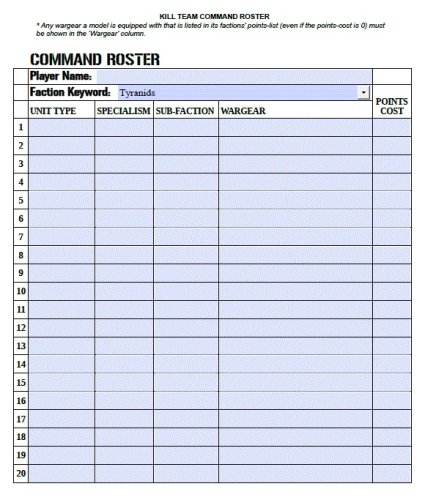 More information about "Fillable Kill Team Command Roster (KT 2018)"