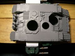 Top showing cut out for turret