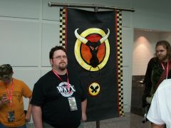 Dave next to the Goffs Banner