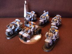 Space Wolf Captain and Command Squad all on bikes