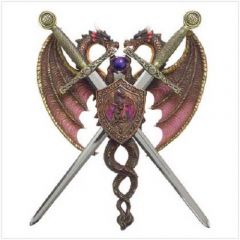 Dragons Swords Coat Of Arms Wall Plaque Medieval
