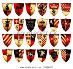 stock vector Set Of detailed heraldic medieval shields 55110076