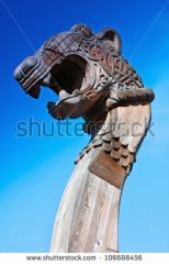stock photo head Of A dragon On The front Of The viking ship 106688456