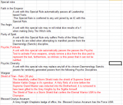 Special rules and wargear