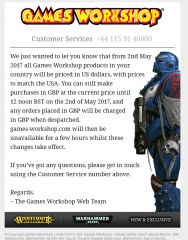 GW Webstore notice