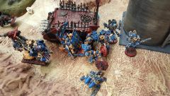 Night Lords Raptors And Bikers advance alongside A Bezerker Rhino