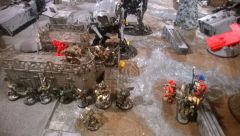 The Warboss wails On BA while 2 remaining knights approach Corbulo Stronghold