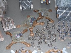Manticore Emplacement with camo netting and count as Ratlings (recon marines)