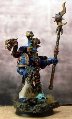 Thousand Sons sorcerer with staff and MK II helmet right