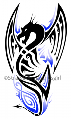 blue And black tribal dragon tattoo design