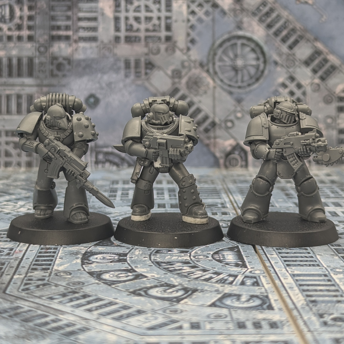 The image compares the upscaled mk 4 marine vs. unmodified mk 3 and mk 6 Marines.