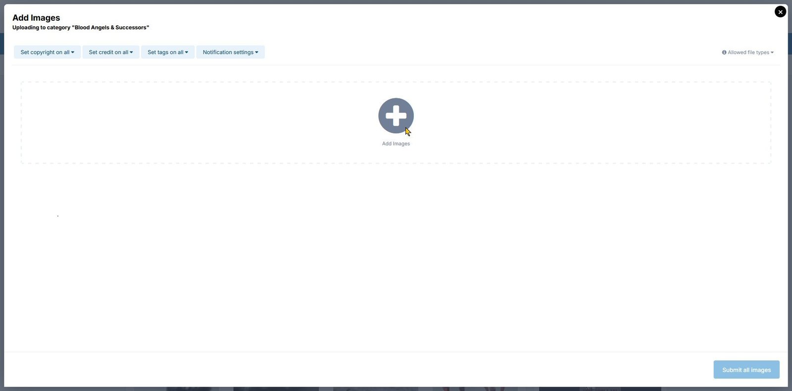 Add Images dialog box shown using light theme