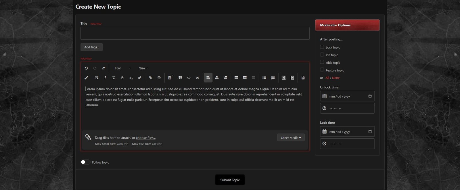 Place the text cursor where you want the image to appear (shown using dark theme)
