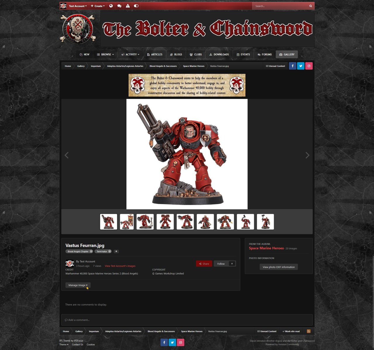 Click the Manage Image button, shown using dark theme.