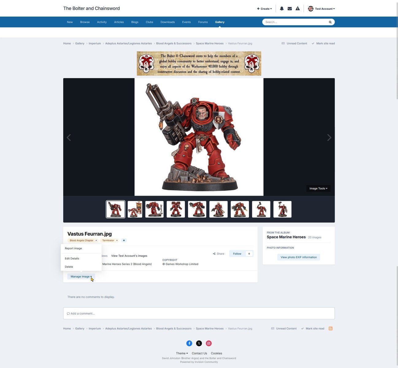 Click the Manage Image button, shown using light theme.