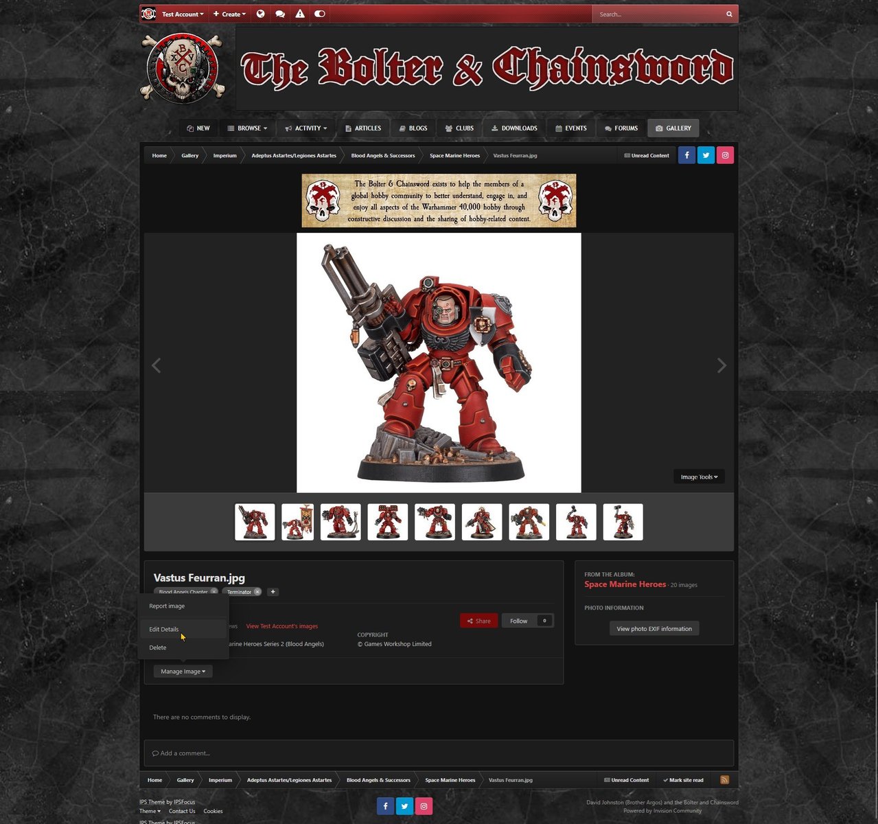 Click the Edit details option on the Manage Image menu, shown using dark theme.