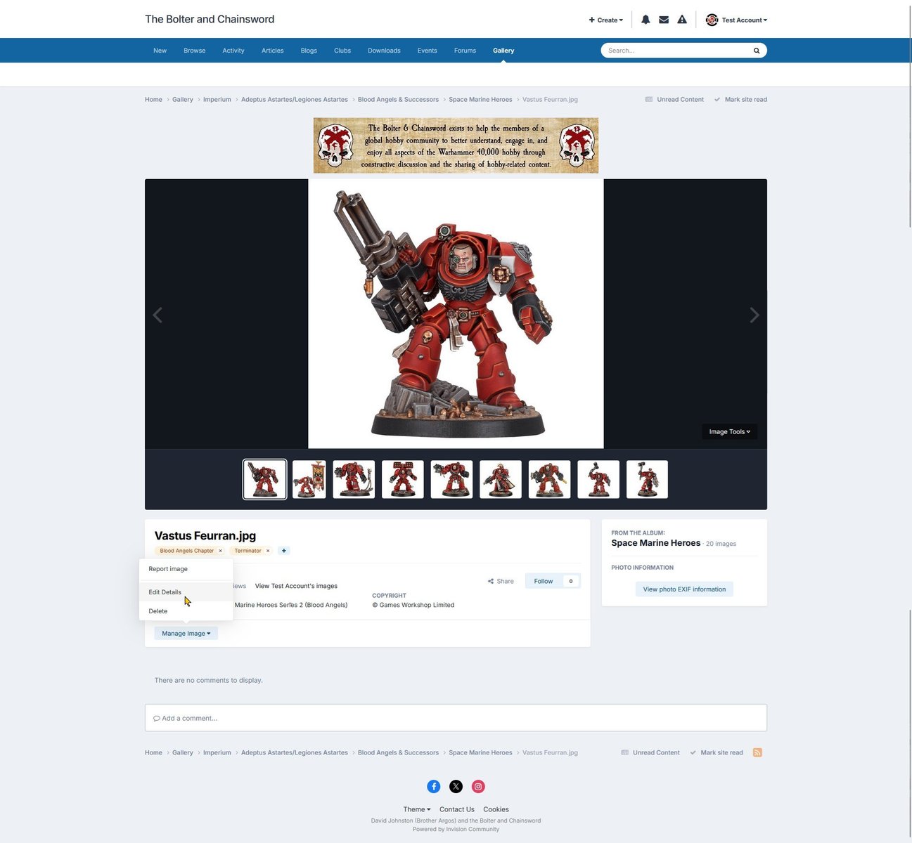 Click the Edit details option on the Manage Image menu, shown using light theme.