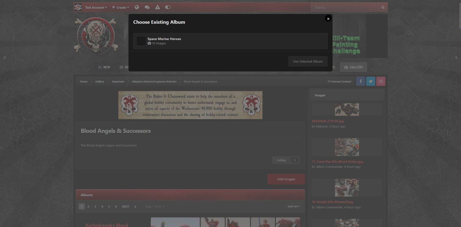 The system shows your albums in the category, shown using dark theme