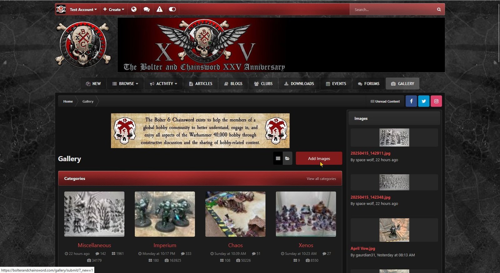 Click the ADD IMAGES button (shown using the dark theme)