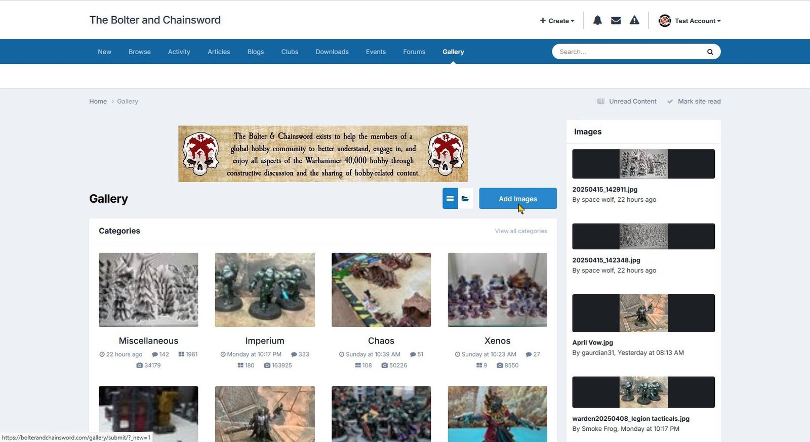 Click the ADD IMAGES button (shown using the light theme)