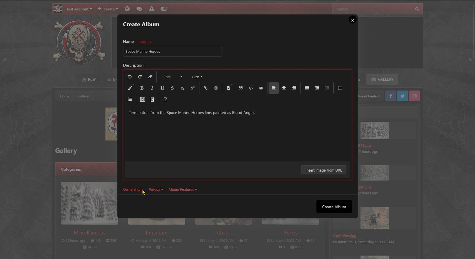 Opening Ownership, shown using dark theme