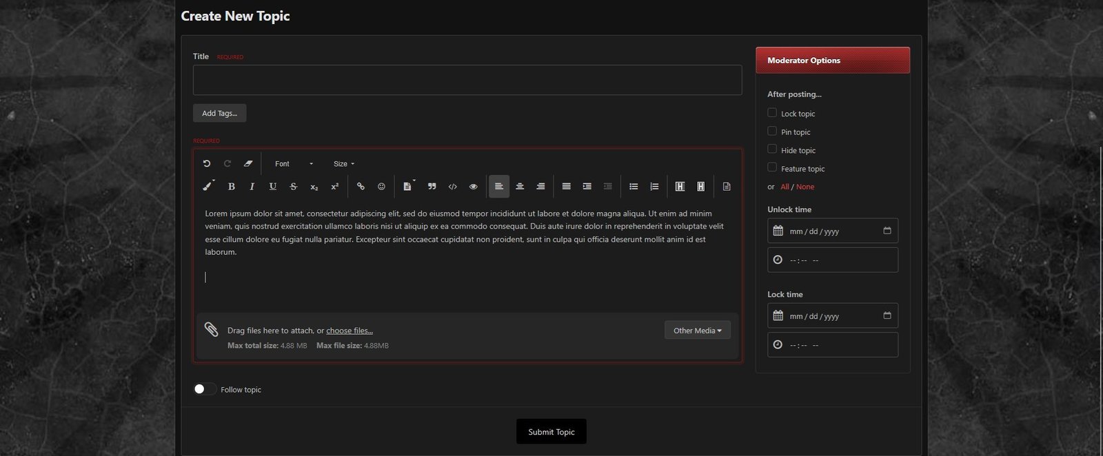 Place the text cursor (shown using the dark theme)