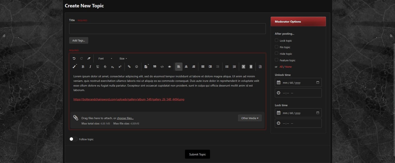 Paste the image URL (shown using the dark theme)