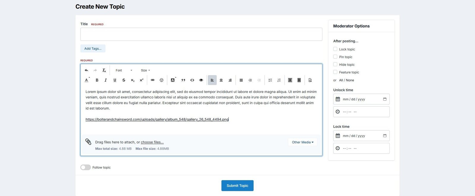 Paste the image URL (shown using the light theme)