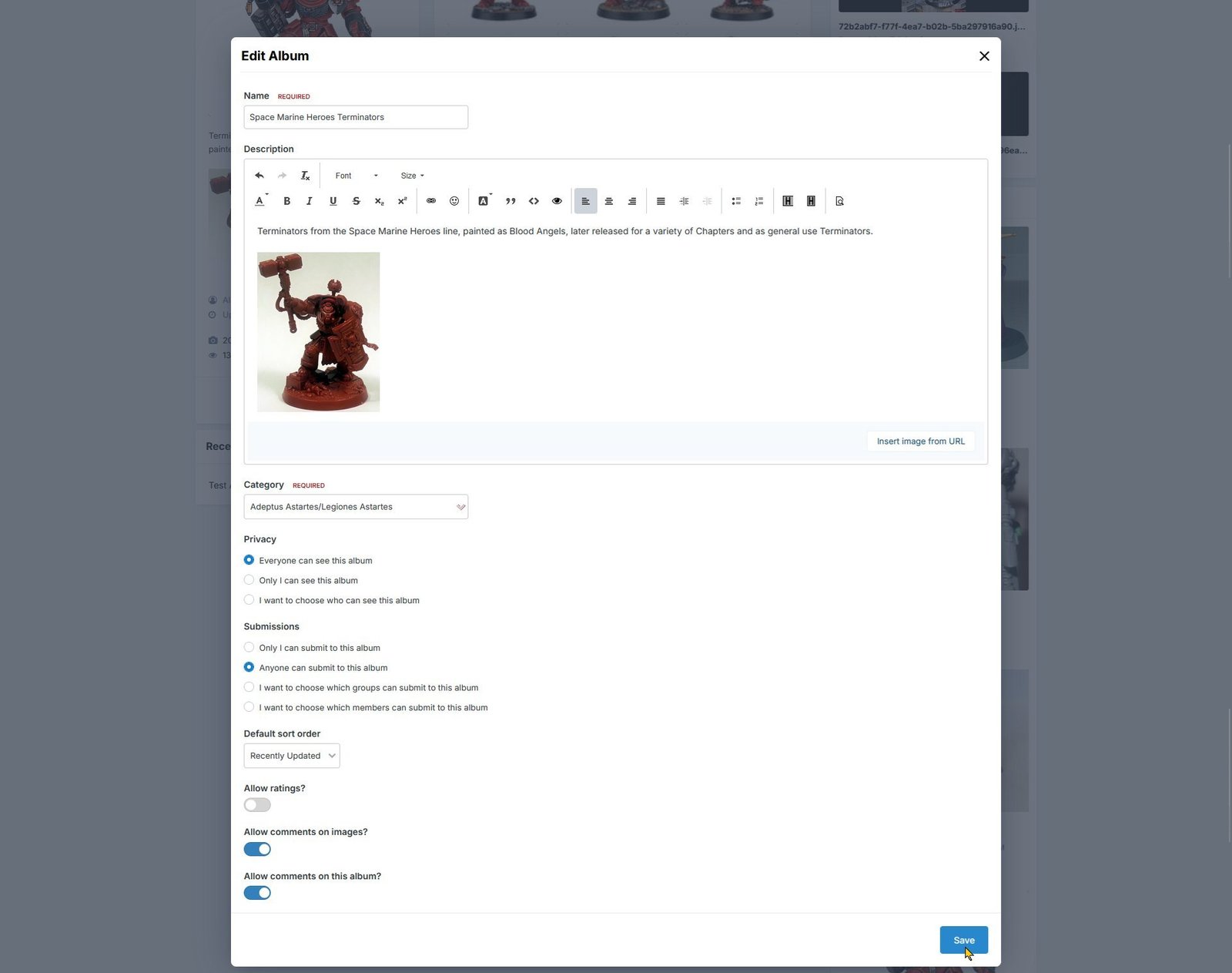 Click the Save button when you are done, shown using the light theme