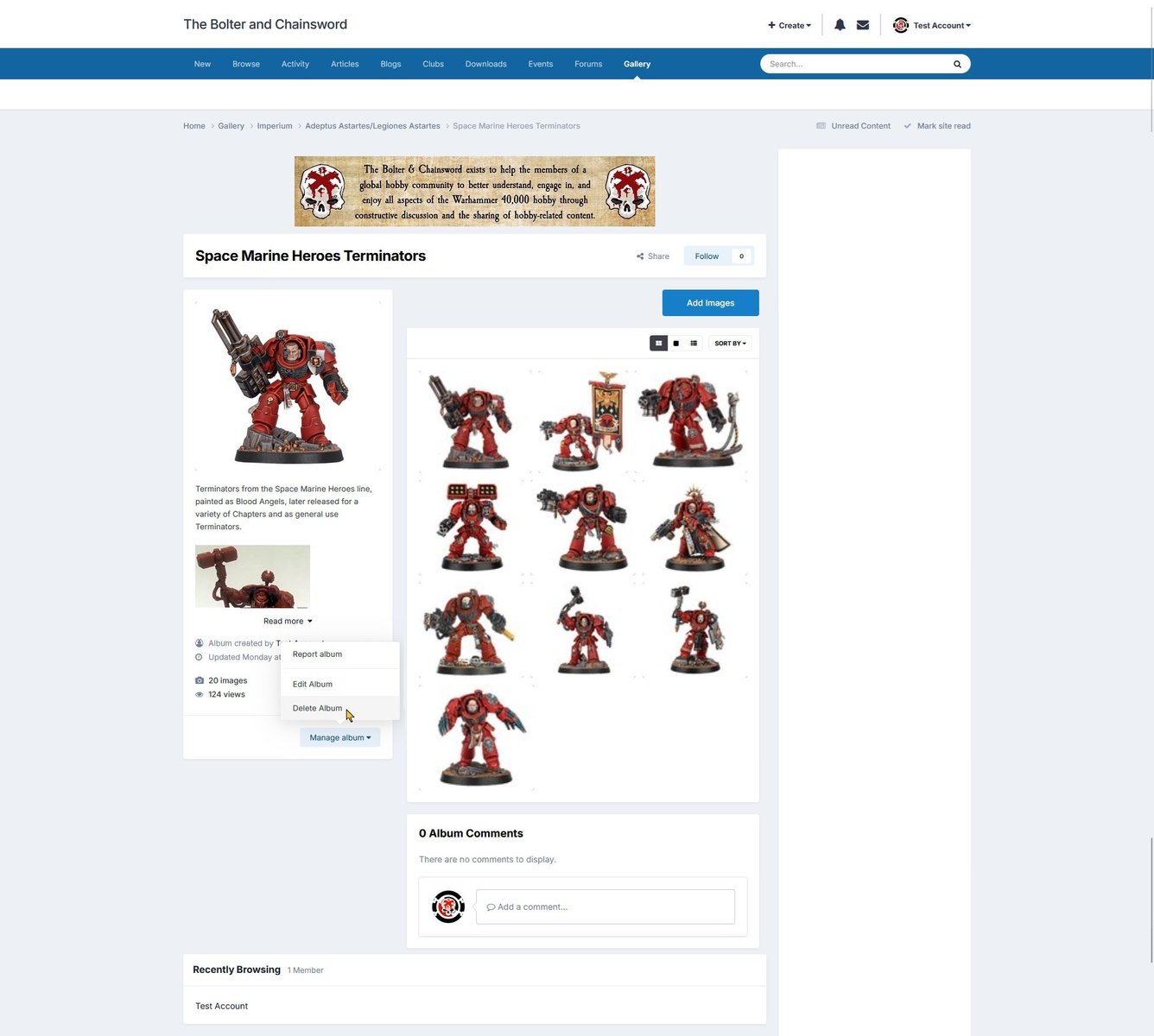 Deleting an album, shown using the light theme