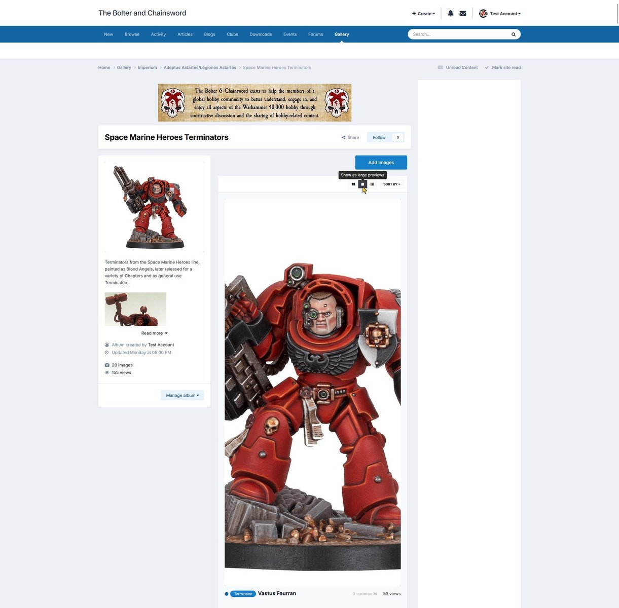 Showing images as large previews, shown using the light theme